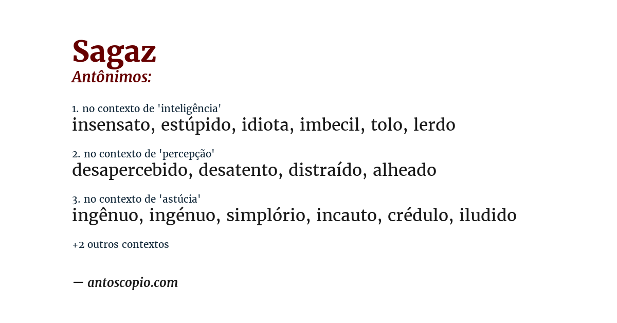 Antônimo de sagaz