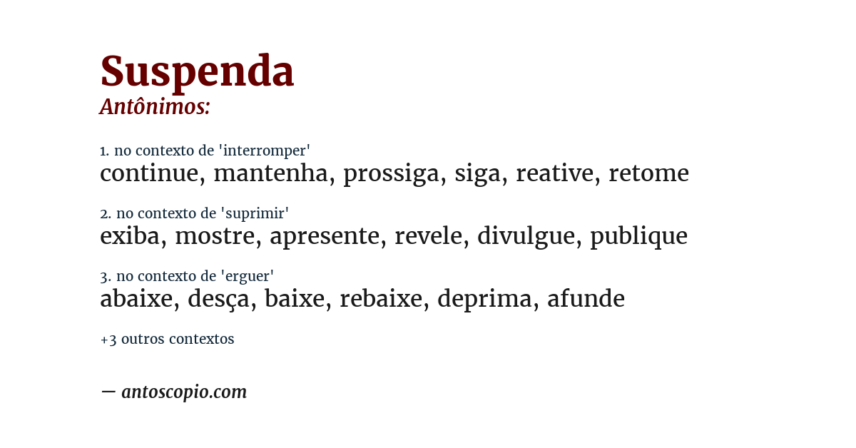 Antônimo de suspenda