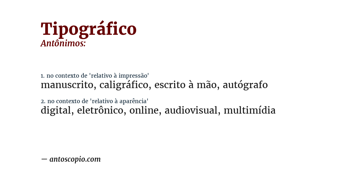Antônimo de tipográfico