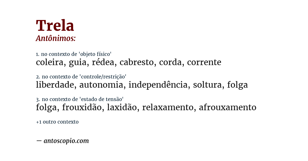Antônimo de trela