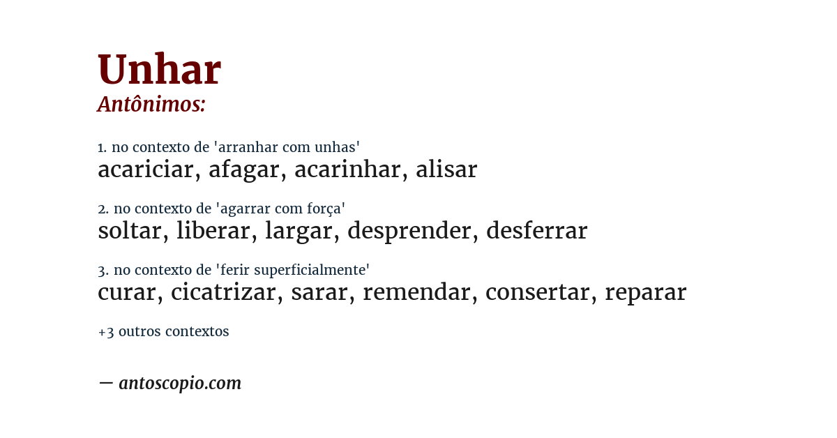 Antônimo de unhar