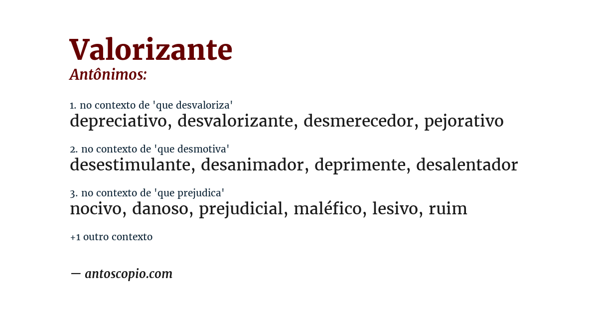 Antônimo de valorizante