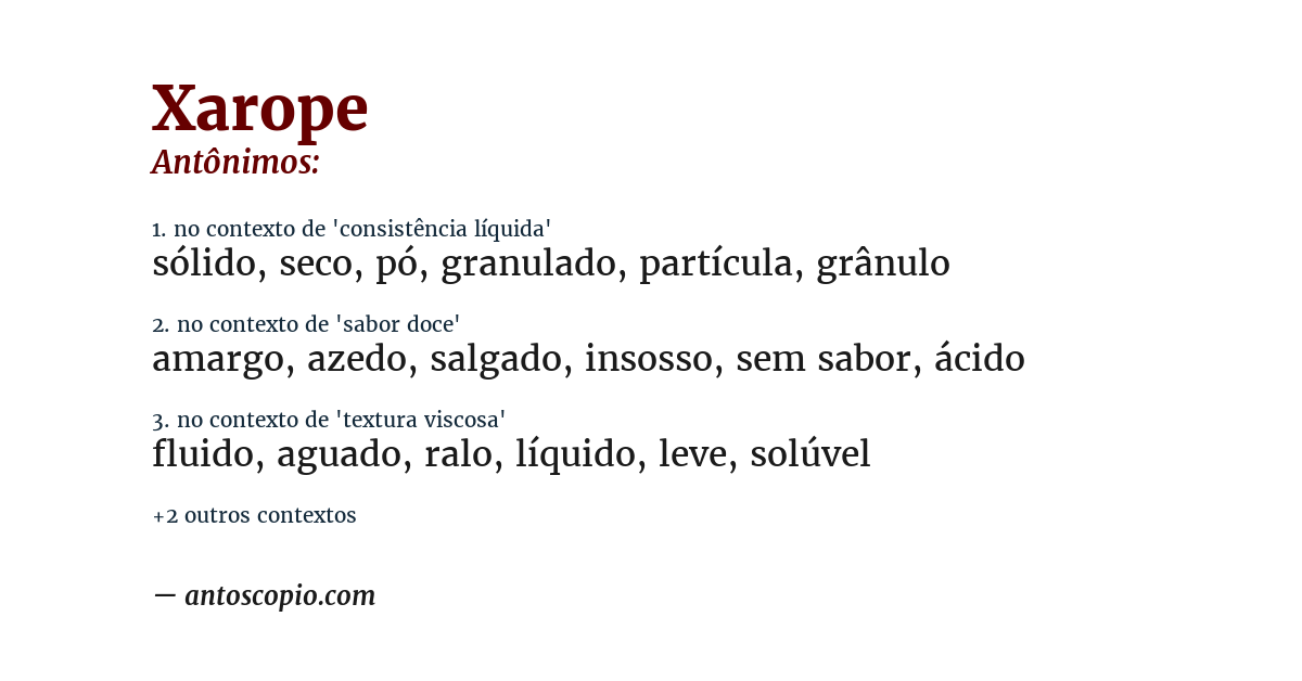 Antônimo de xarope