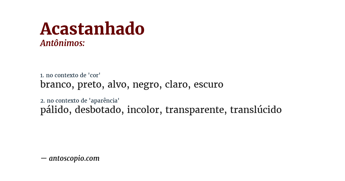 Antônimo de acastanhado