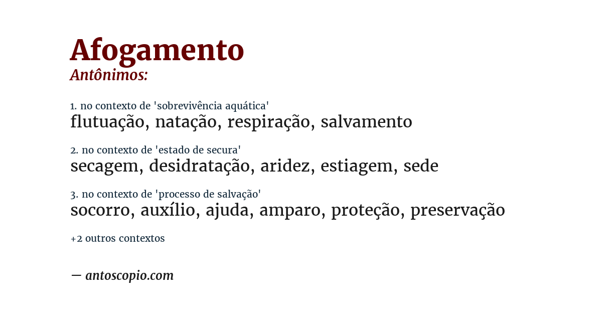 Antônimo de afogamento