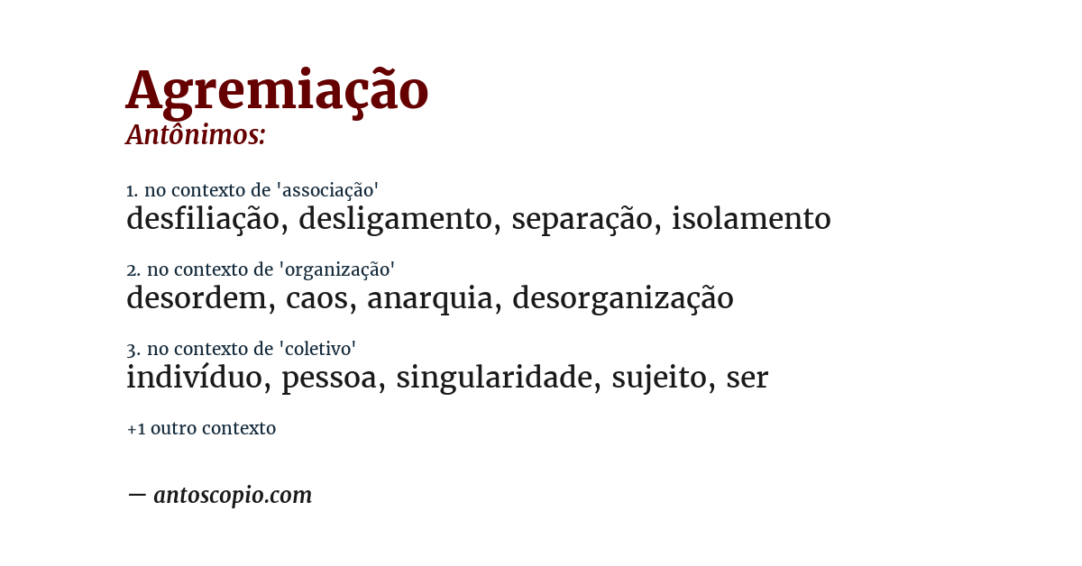 Antônimo de agremiação