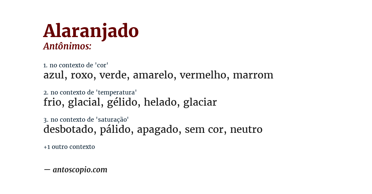Antônimo de alaranjado
