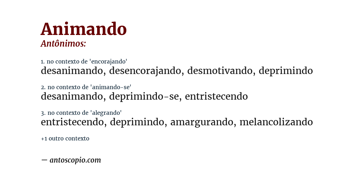 Antônimo de animando