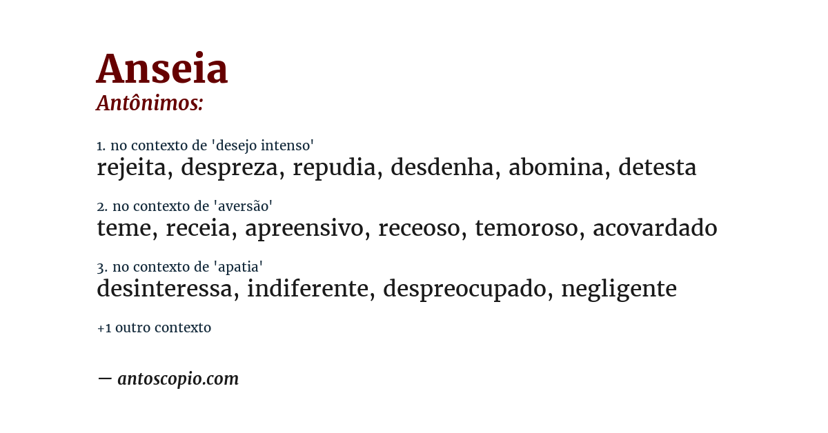 Antônimo de anseia