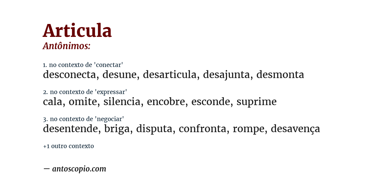 Antônimo de articula