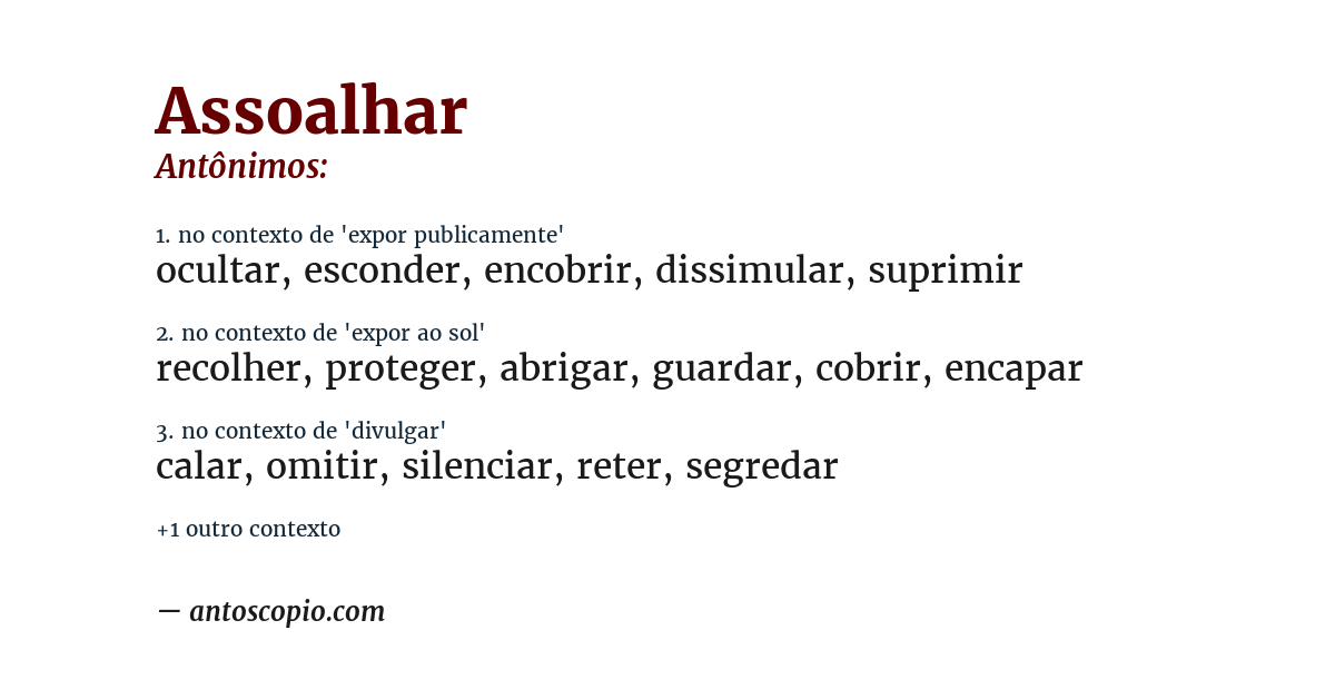 Antônimo de assoalhar