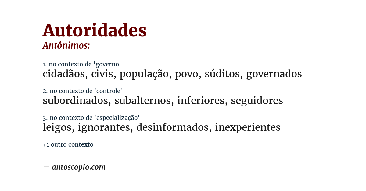 Antônimo de autoridades