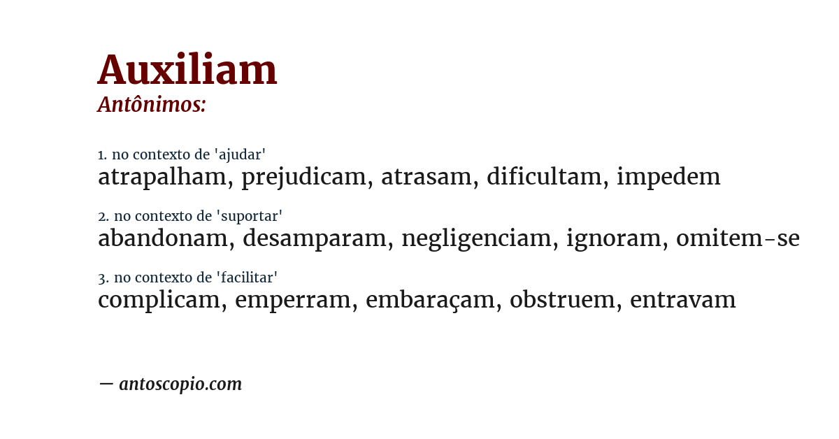 Antônimo de auxiliam