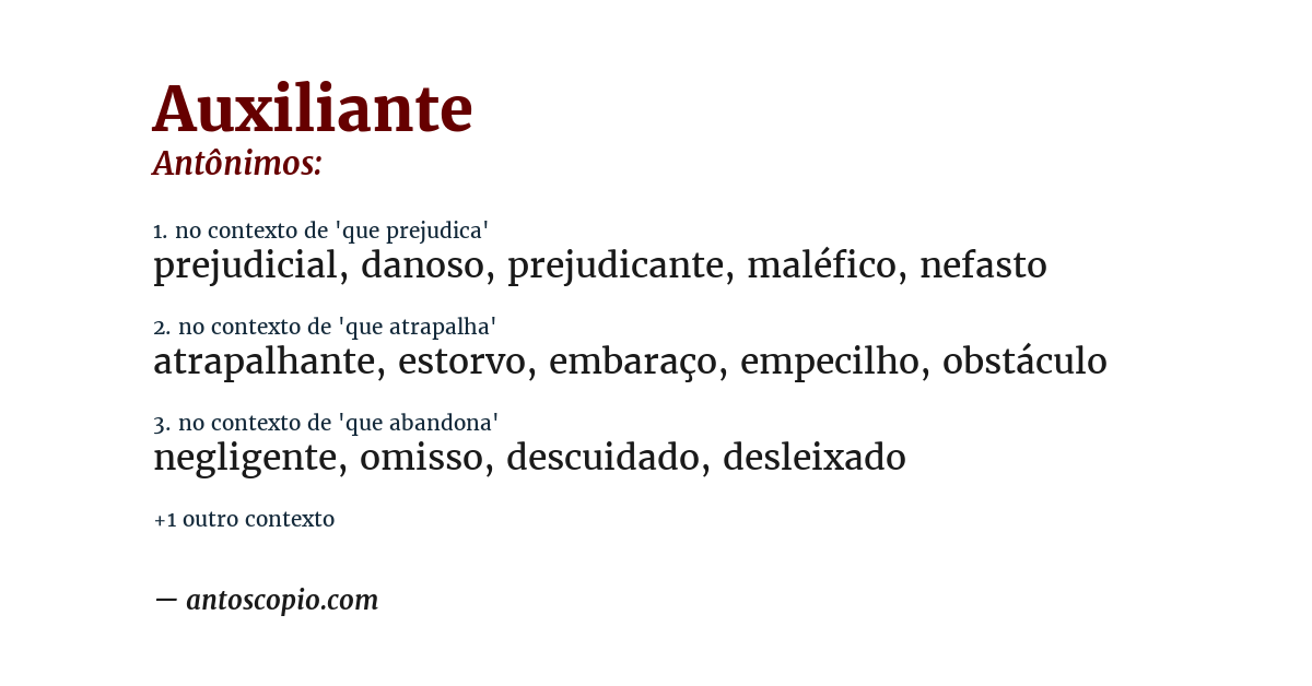 Antônimo de auxiliante