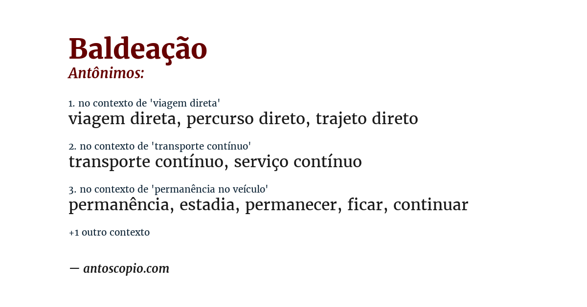 Antônimo de baldeação