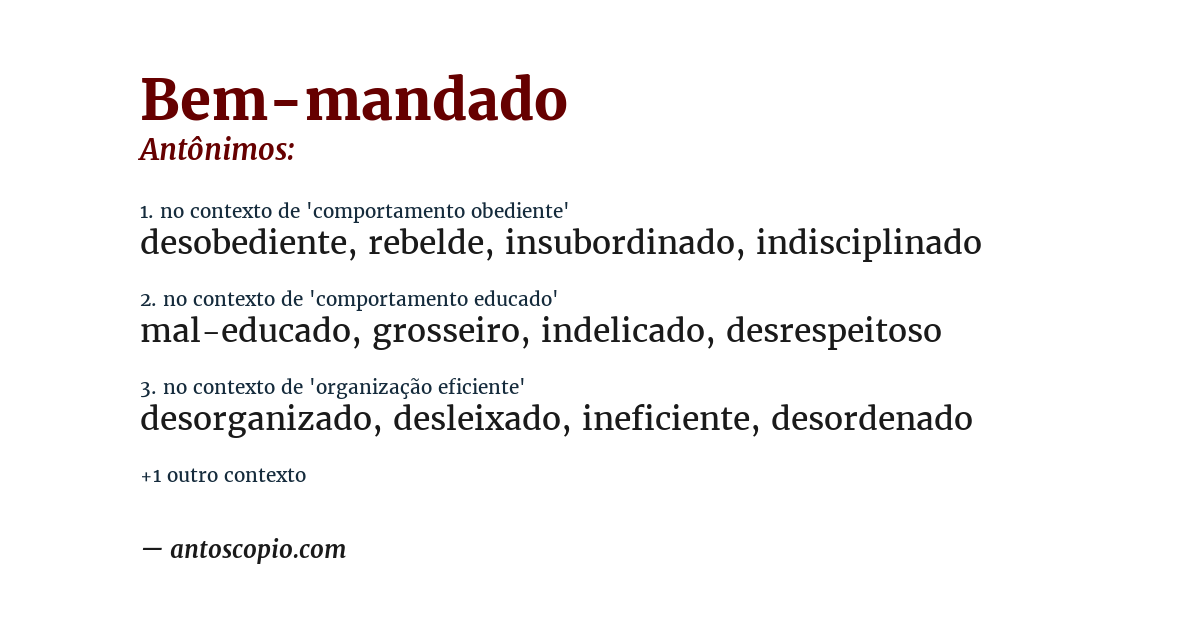 Antônimo de bem-mandado