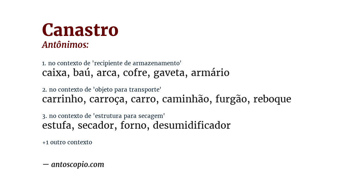 Antônimo de canastro