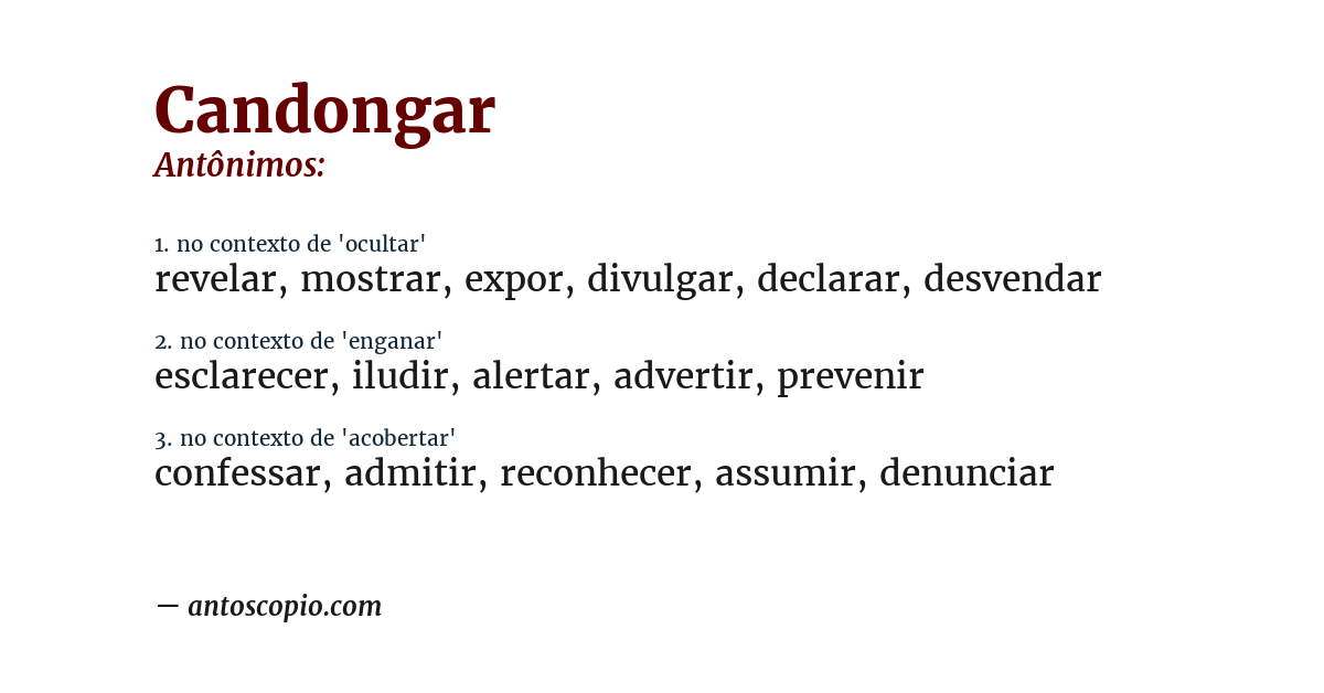 Antônimo de candongar