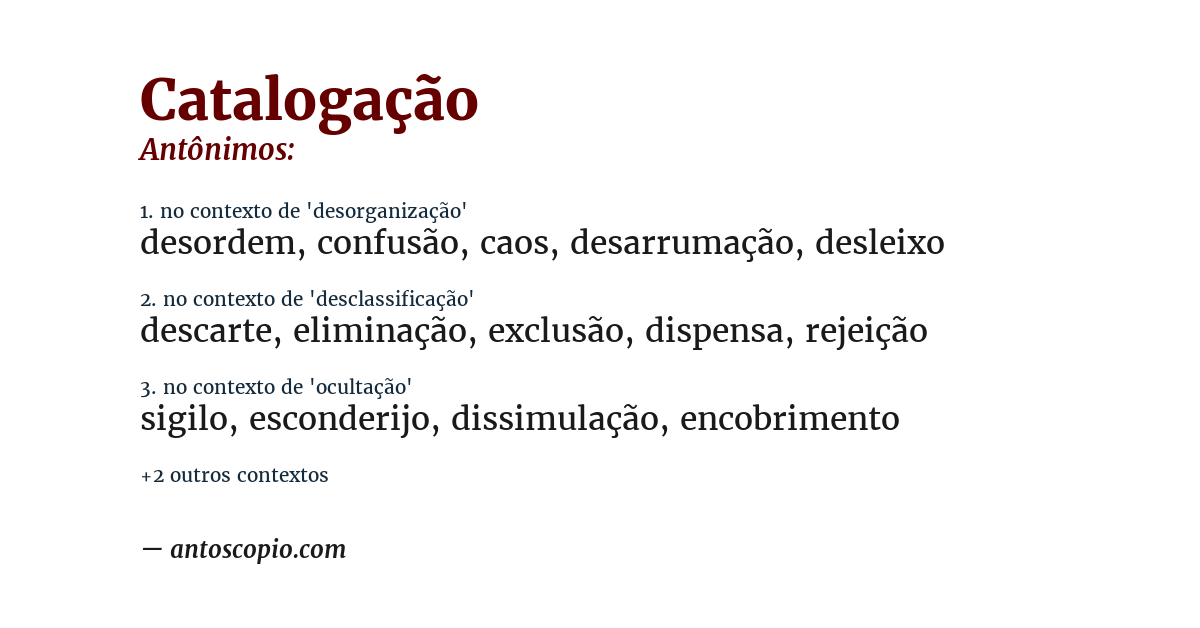 Antônimo de catalogação