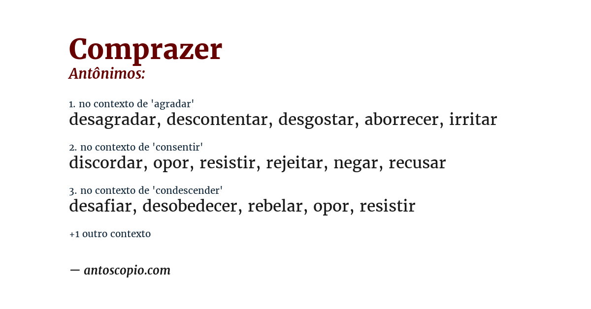 Antônimo de comprazer