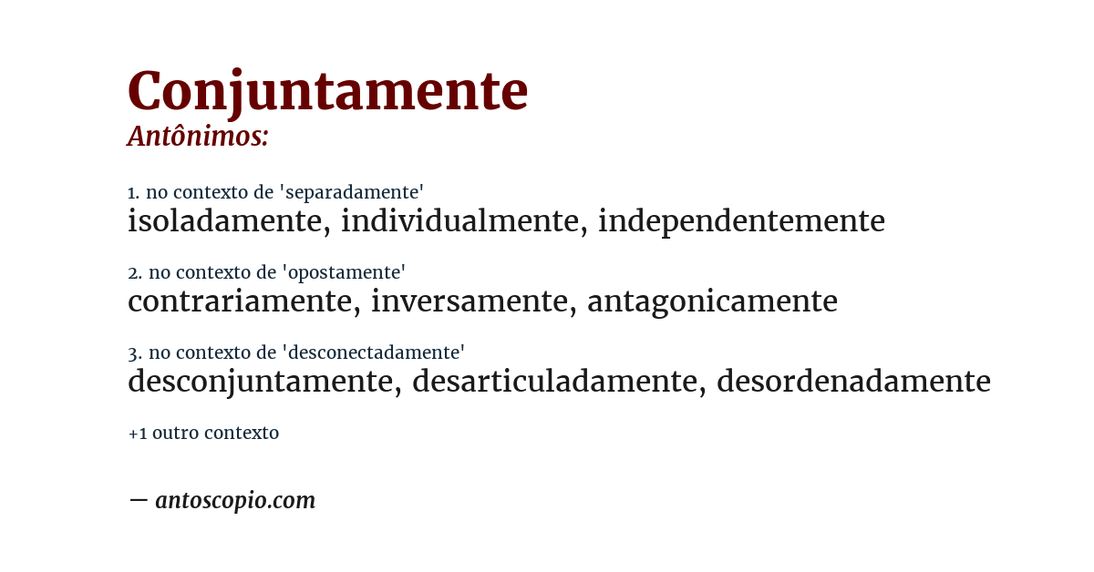 Antônimo de conjuntamente