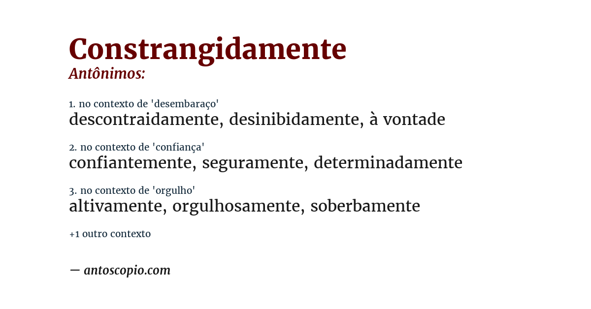 Antônimo de constrangidamente