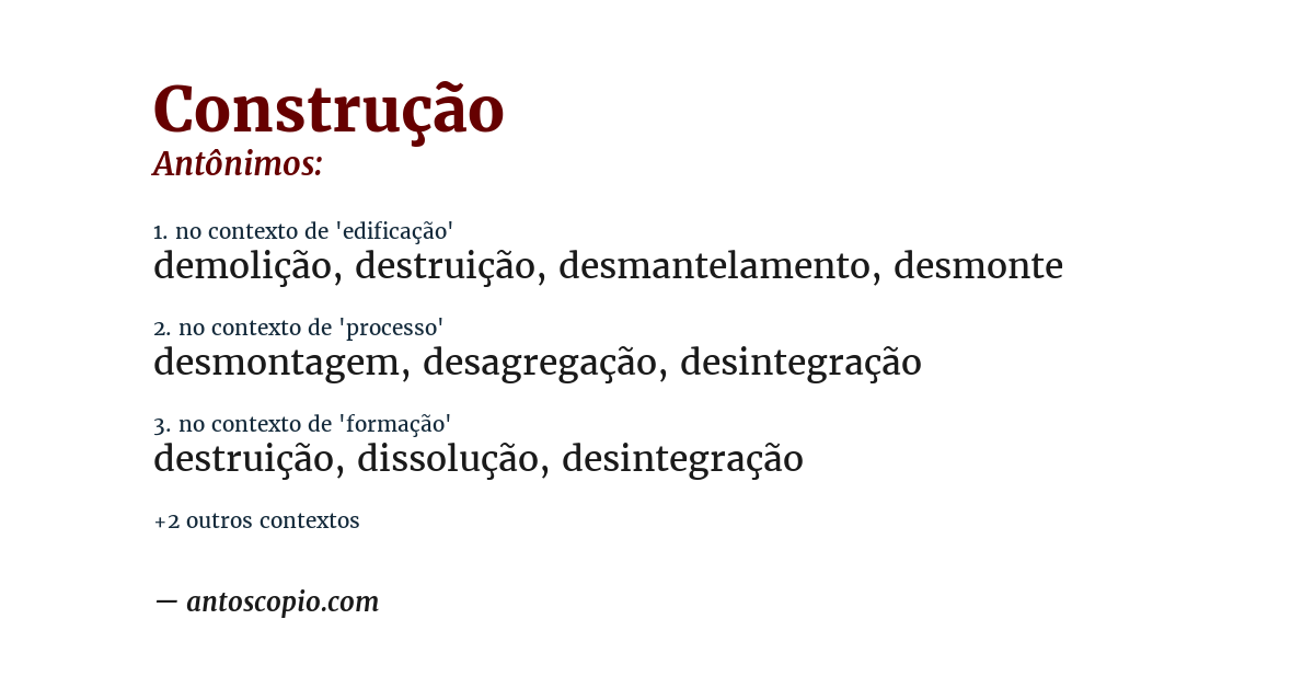 Antônimo de construção