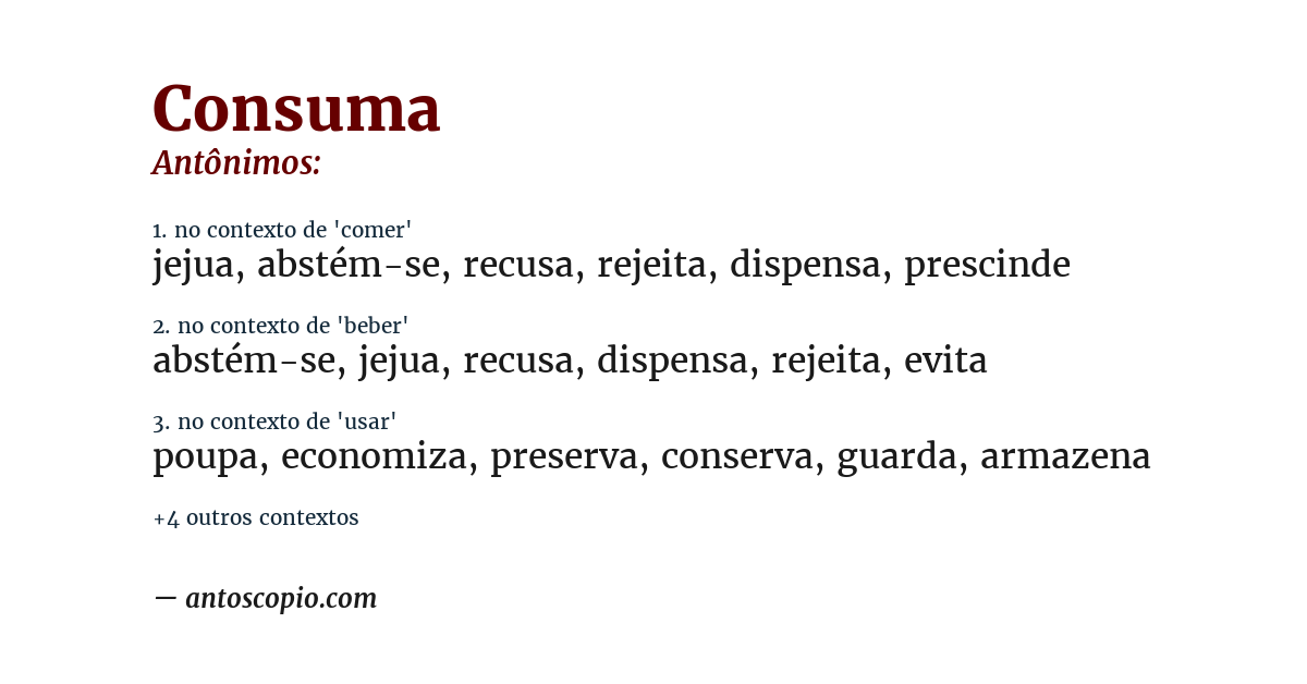 Antônimo de consuma