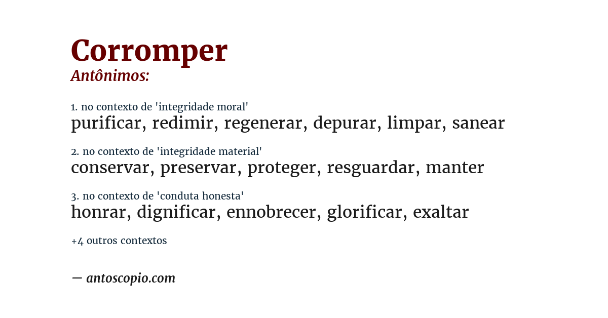 Antônimo de corromper