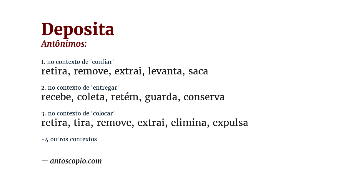 Antônimo de deposita