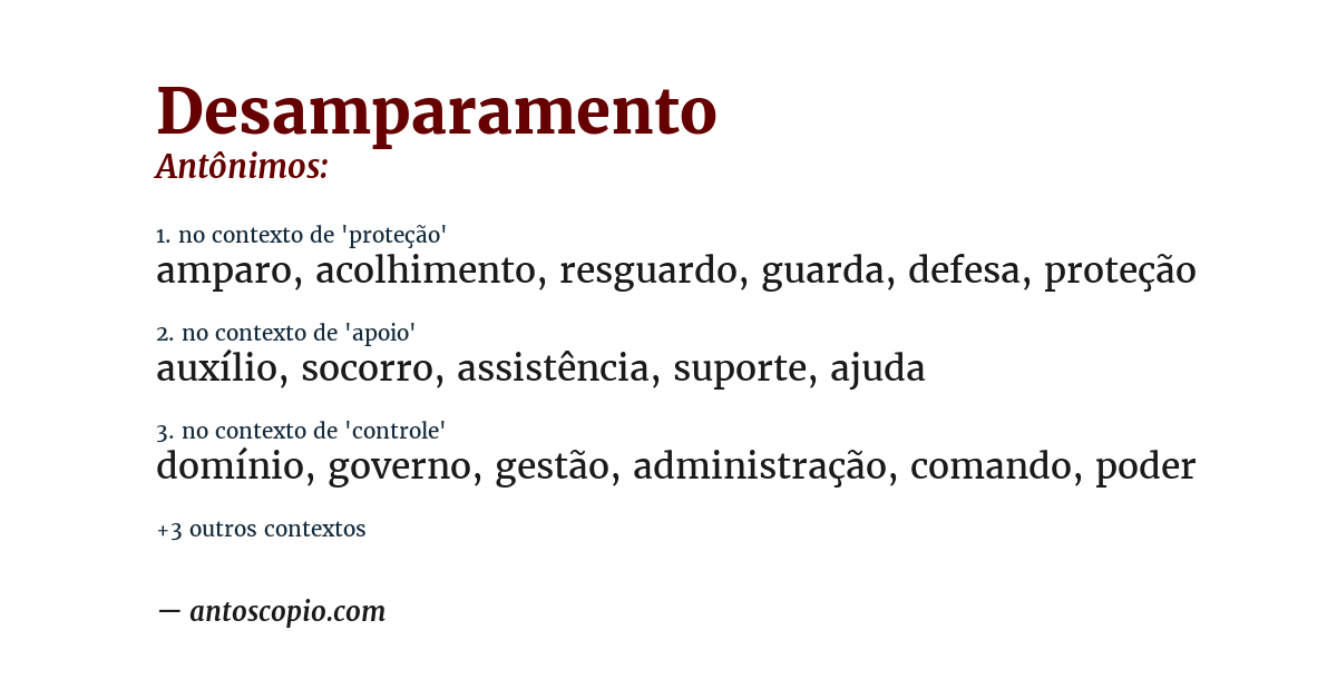 Antônimo de desamparamento