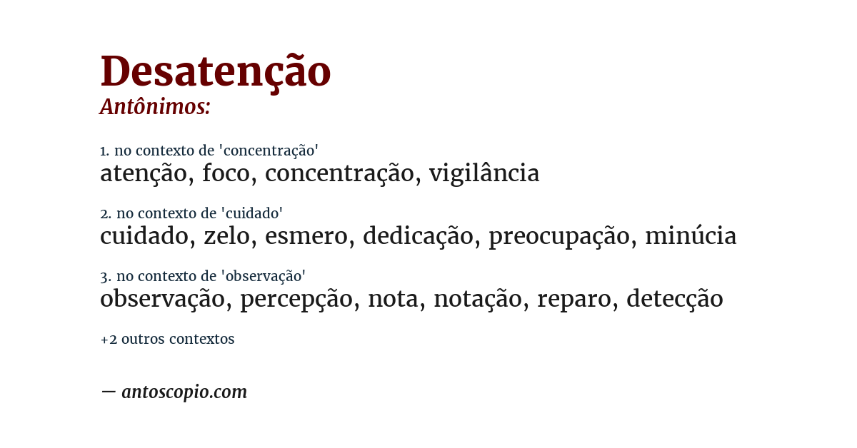 Antônimo de desatenção