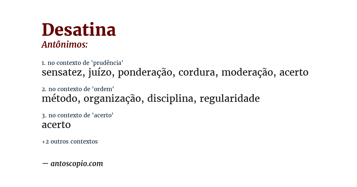 Antônimo de desatina