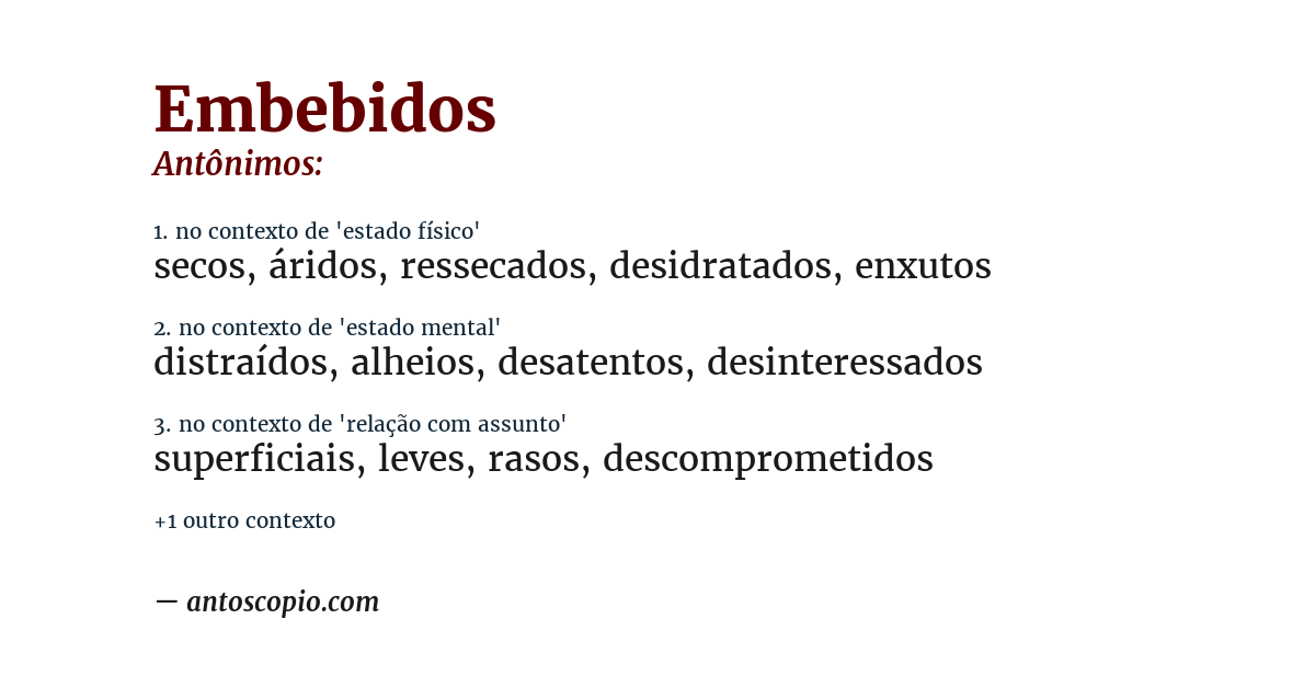 Antônimo de embebidos
