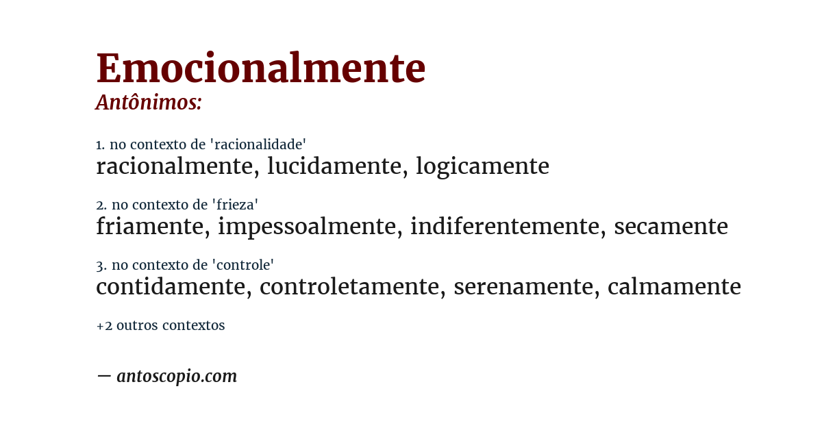 Antônimo de emocionalmente