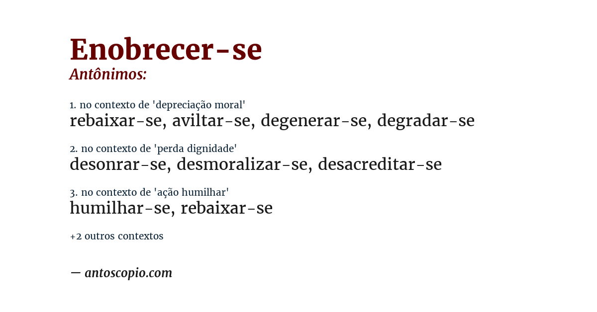 Antônimo de enobrecer-se