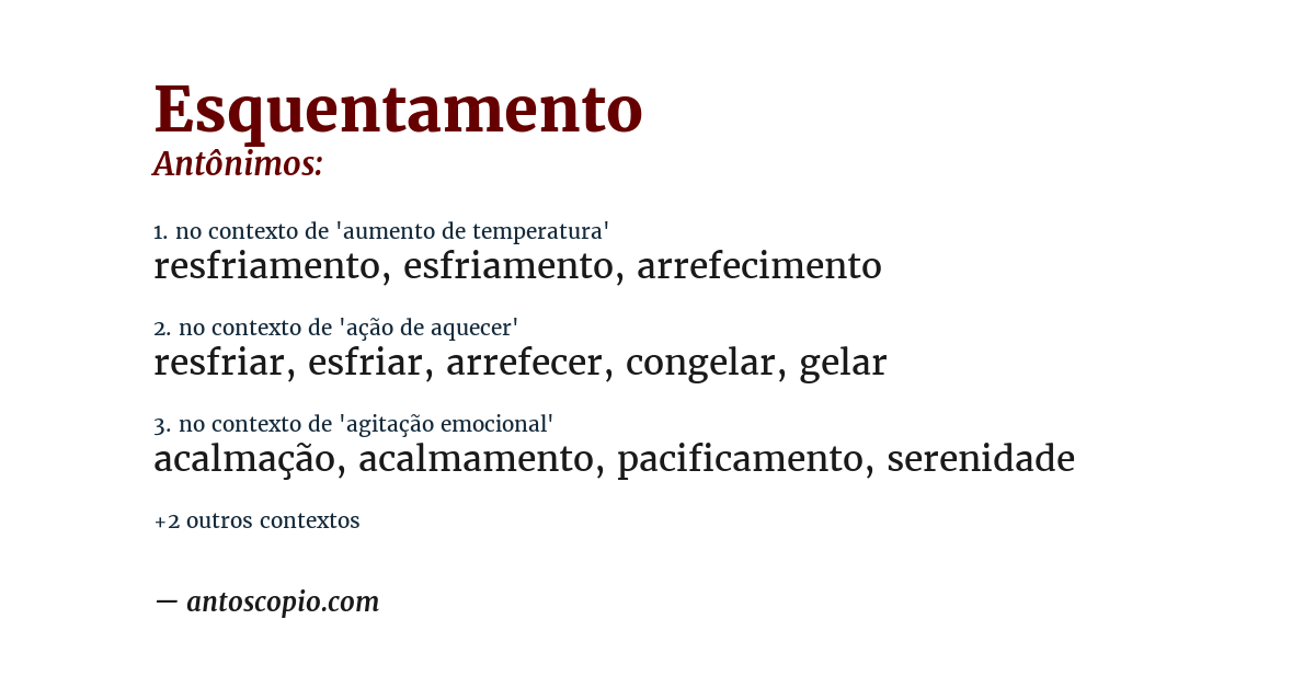 Antônimo de esquentamento