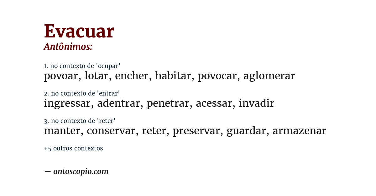 Antônimo de evacuar