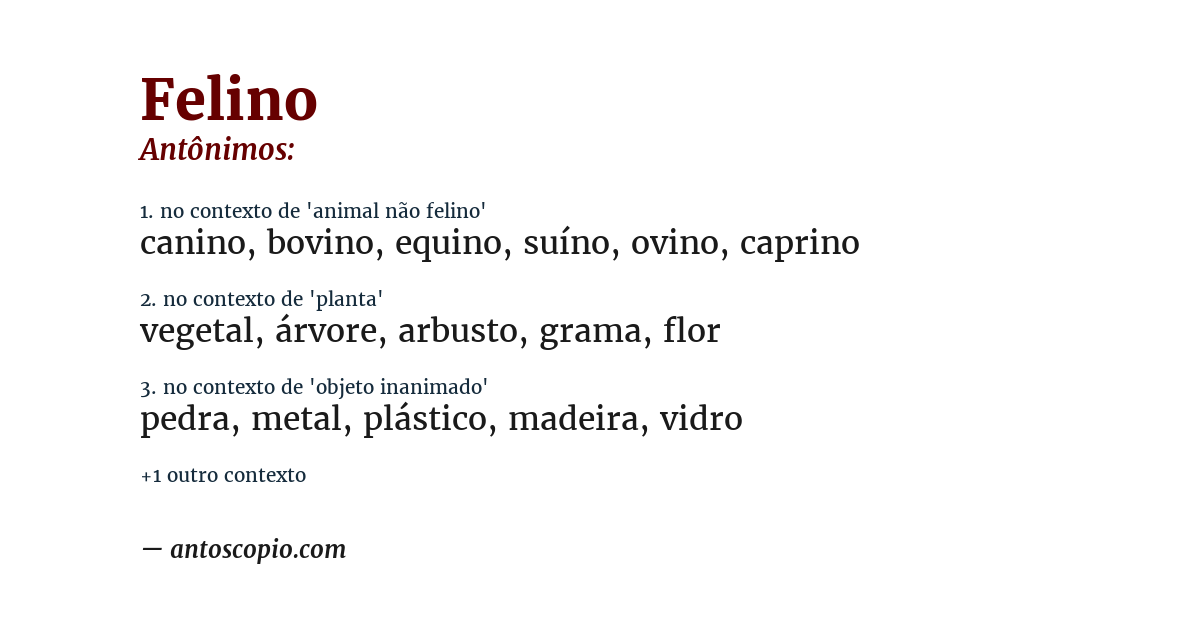 Antônimo de felino