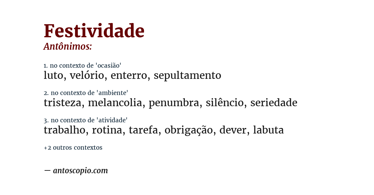 Antônimo de festividade