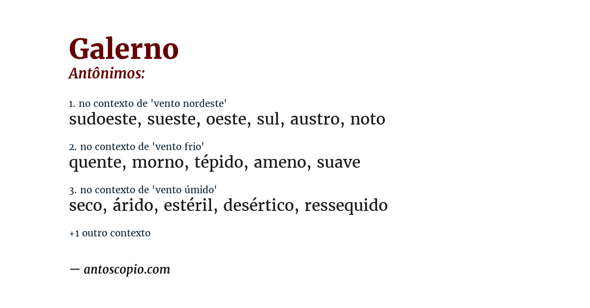 Antônimo de galerno