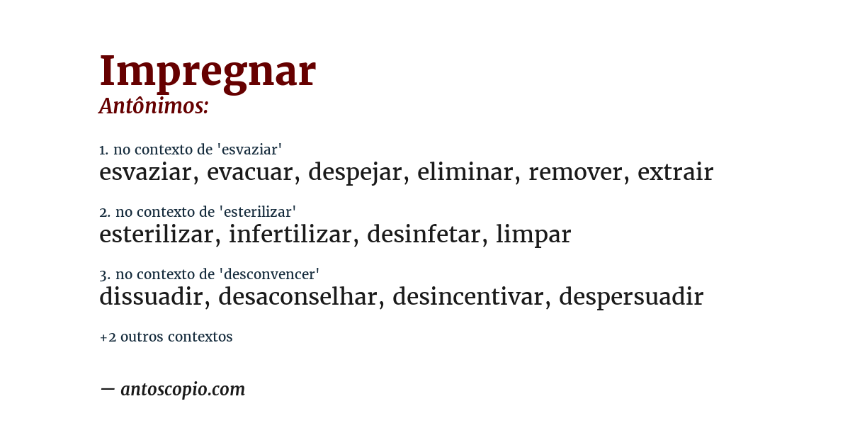 Antônimo de impregnar