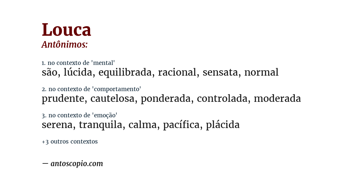 Antônimo de louca