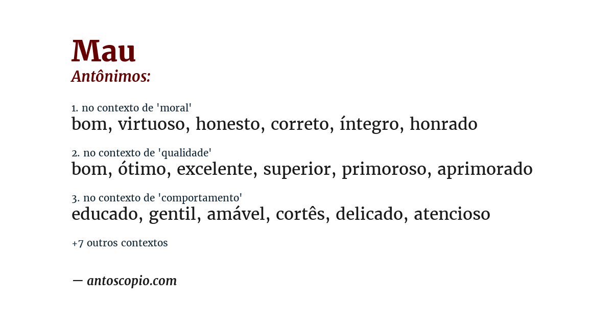 Antônimo de mau