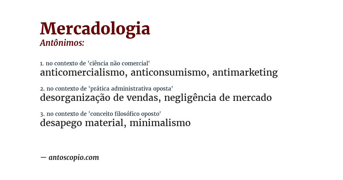 Antônimo de mercadologia