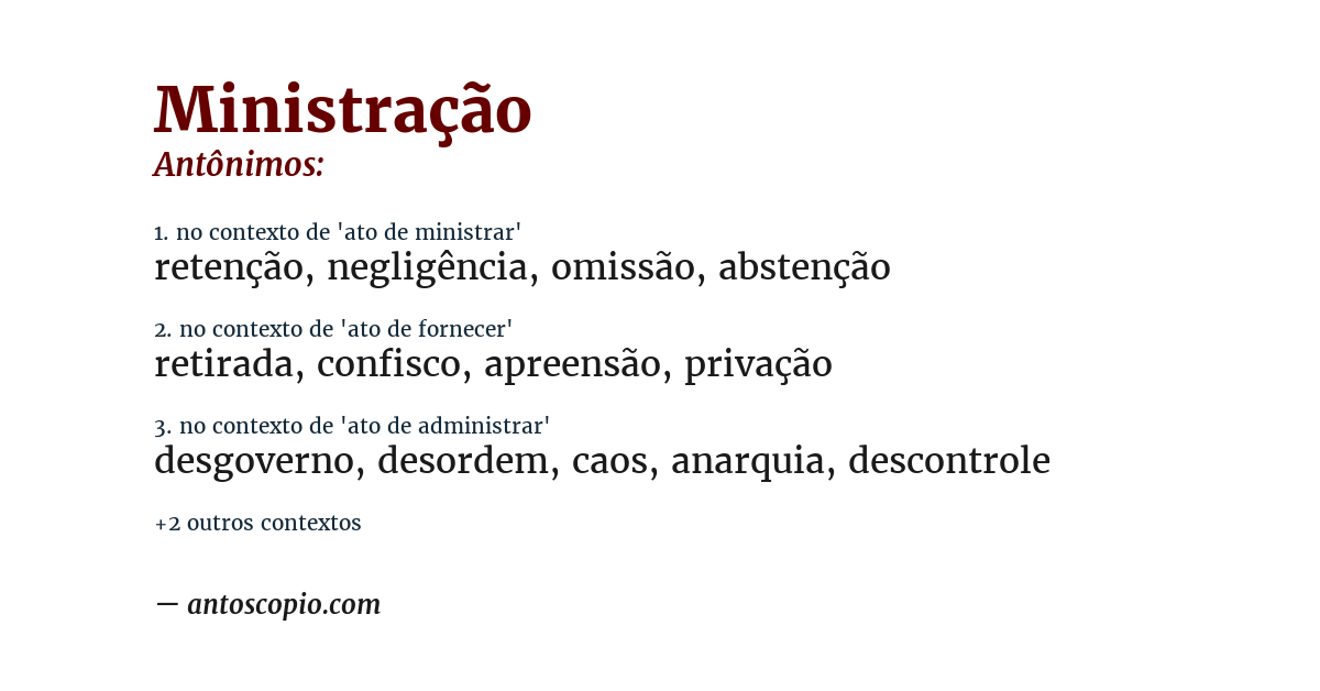 Antônimo de ministração