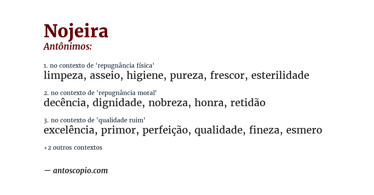 Antônimo de nojeira