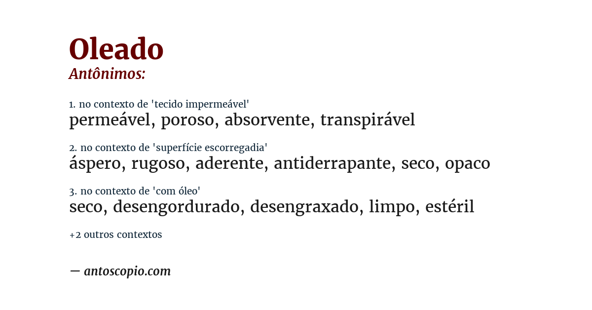 Antônimo de oleado