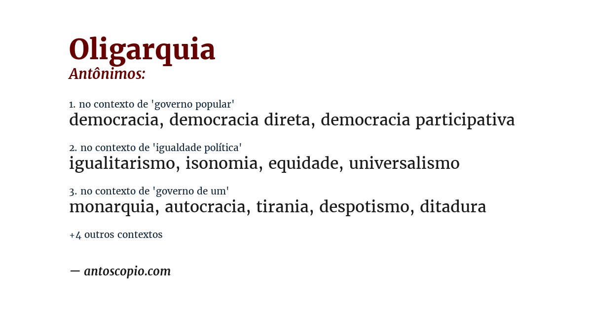 Antônimo de oligarquia