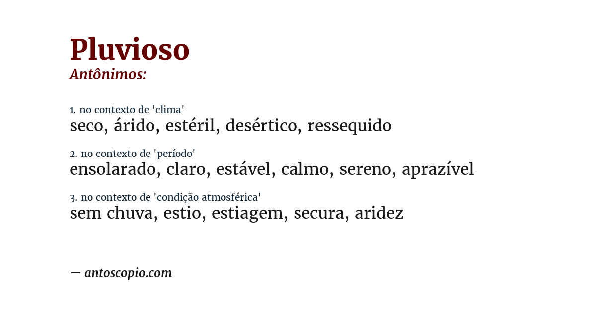 Antônimo de pluvioso